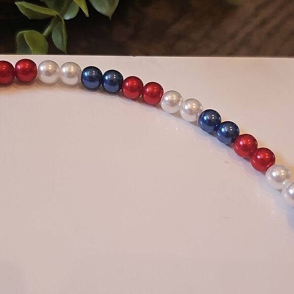 Red, White and Blue July 4th Beaded Headband - Picture 3 of 4